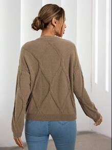 Aveloria 女式宽松菱形扭花粗针织毛衣，秋冬款