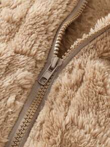 Sparklyn Tween Girl 2014 秋冬新款毛绒熊爪、猫爪和熊耳朵保暖斜挎包和夹克套装 - 卡其色 - 查看 5