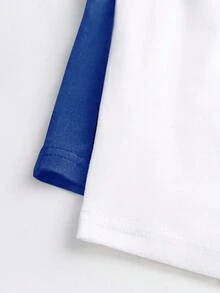 SHEIN Unity Áo thun nữ cổ tròn tay ngắn, dáng ôm quyến rũ, áo phông mùa hè - Xanh đậm - Xem 3