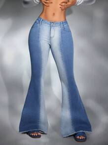 SHEIN SXY Jeans acampanados casuales con bolsillos para mujer - Multicolor - Ver 6