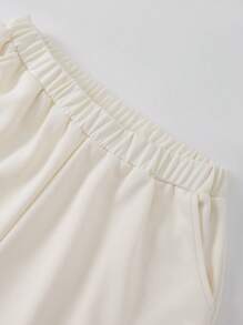 SHEIN 2pcs/Set Teen Girl Spring&Autumn Letter Printed Hoodie Sweatshirt And Loose Pants Casual Outfit - Apricot - View 4