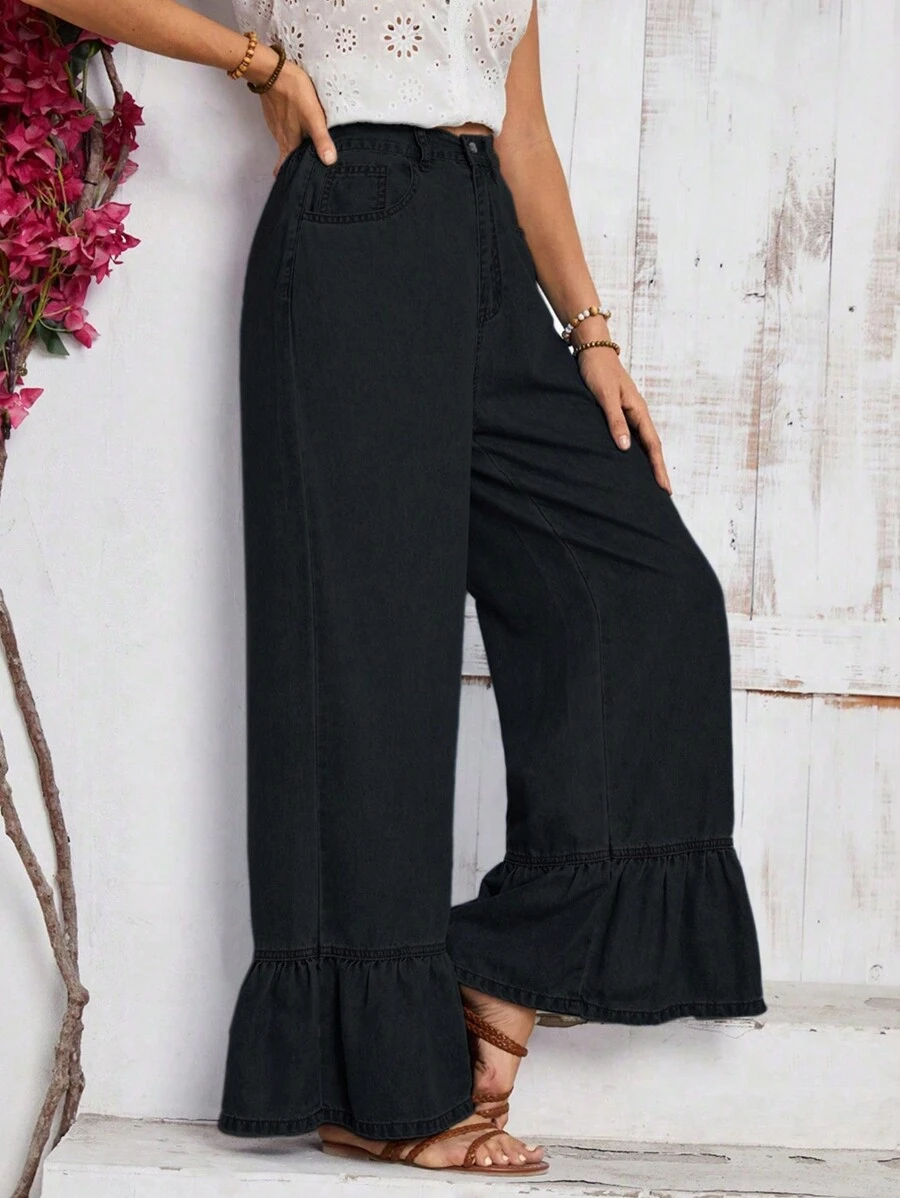 EMERY ROSE Women Plain Simple Daily Wear Casual Denim Jeans - Black - View 1