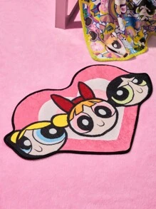 THE POWERPUFF GIRLS X SHEIN 1 件可爱心形卡通图案地毯，粉色地毯，情人节，Y2K - 彩色 - 查看 5