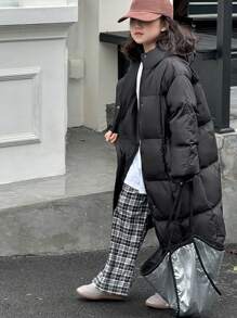 Dazy Kids Áo khoác đệm màu trơn cho bé gái tuổi mới lớn, mùa thu - màu đen - Xem 3