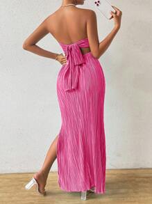 RosyDaze Vestido elegante sin tirantes con pliegues para mujeres, conjunto de mujer de verano estilo maxi