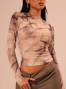 MUSERA Áo lưới dài tay in họa tiết, thích hợp cho kỳ nghỉ xuân hè. - Nhiều màu - Xem 1