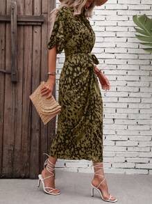 Breezaya Women's Summer Allover Print Bat-Sleeve Single-Breasted Split-Hem Long Shirt Dress