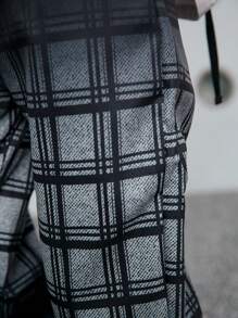 American Plaid Design Boys Vintage Loose Fit Casual Gradient Plaid Pants - Black and White - View 4