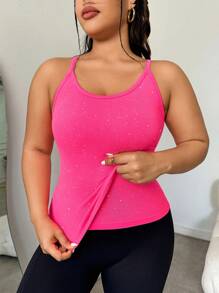 Easithlete 大码 2 件夏季无缝闪亮运动吊带背心，运动装 - 彩色 - 查看 4