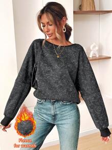 Chiquease Women's Casual Loose-Fit Long-Sleeve Backless Sweatshirt Pullover Fall Sweatshirt - Black - View 4