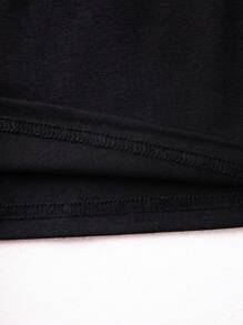 Glimmora 女式口号图案圆领短袖休闲 T 恤，夏季上衣图案 T 恤女式上衣 - 黑色 - 查看 7