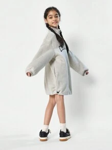 SUMWON University Style Half Zip Pullover Sweatshirt Chicago Varsity Letter Wear Casual Athleisure Holiday Winter Fall Sport Jumper - Grey - View 7