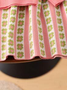 SHEIN 年轻女孩学院风可爱针织毛衣套装，春秋 - 粉色 - 查看 5