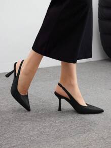 CUCCOO BIZCHIC Sepatu Hak Tinggi Klasik Ujung Lancip Kulit PU Hitam untuk Wanita, Cocok untuk Kerja, Kencan, Pesta, Liburan Musim Semi, Paskah, Natal - Hitam - View 5