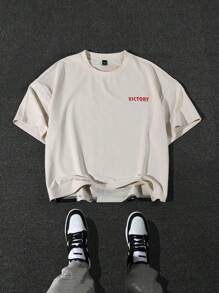 PAVTROS Manfinity Streetrush 男士舒适宽松休闲纯色 T 恤，百搭男士街头潮流衬衫男士街头潮流衬衫街头潮流衬衫街头潮流男士衬衫男士衬衫街头潮流、嘻哈街头、男朋友礼物、男士街头潮流、白色 T 恤 - 杏色 - 查看 3