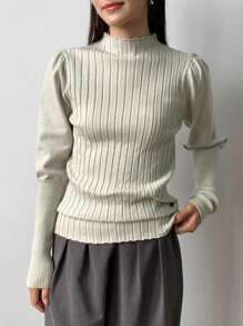 FRIFUL Women's Senior Fitted Solid Color Sweater Fall - Green - View 6