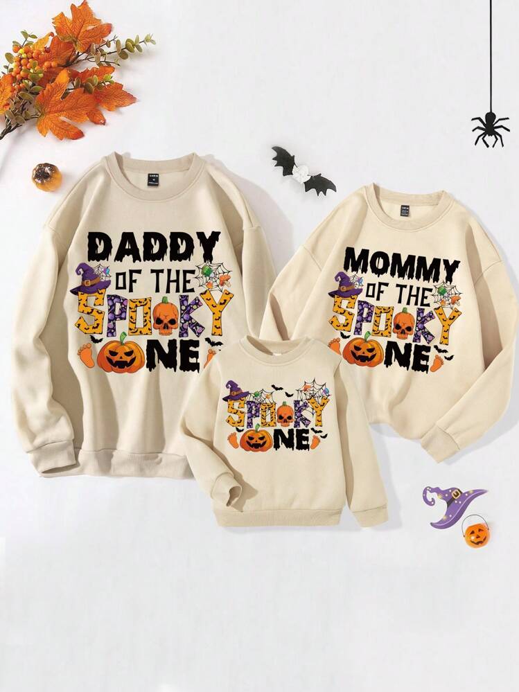 felpa con cappuccio con stampa di zucca e lettere di halloween, felpa