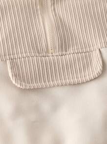 2 件装女婴毛绒拼布半拉链连体衣休闲舒适百搭套装 - 彩色 - 查看 6