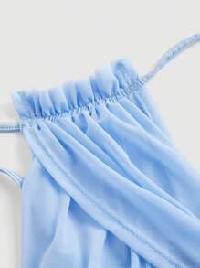 SHEIN MOD Women's Apricot Elastic Mesh Ruched Summer Camisole - Blue - View 3