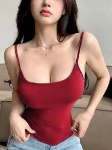 DAZY Women's Solid Color Padded Camisole Slim Fit Seamless Camisole For All Season, Workout