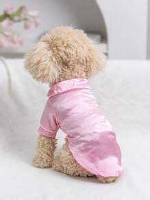 1pc Pink Adorable Pet Clothing, Silk Buttoned Pajamas For Dogs And Cats, Random Delivery - Suitable For Spring And Autumn Season For Festival And Holiday Valentine DAY, Valentines Wedding, Birthday - Pink - View 5