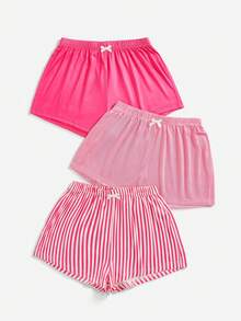 3 Cái/bộ Quần Short Pyjama Kẻ Sọc Nữ - Nhiều màu - Xem 3