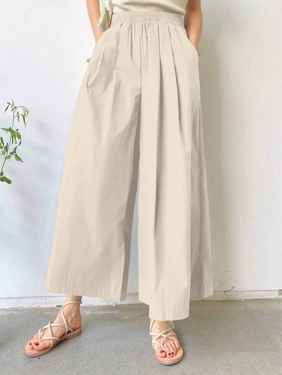 DAZY Women Elastic Waist Fashion Loose Comfy Casual Street Mid-Length Pants Fall - Khaki - View 1
