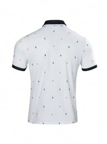 Manfinity Sport Corelite Boyfriend Style Men's Printed Single Breasted Short Sleeve Sports Polo Shirt, Summer School