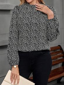 EMERY ROSE 女士春秋休闲碎花灯笼袖衬衫 - 彩色 - 查看 4