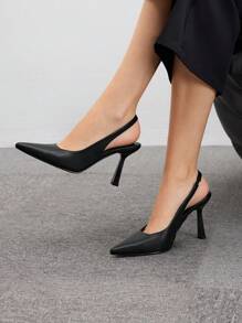 CUCCOO BIZCHIC Sepatu Hak Tinggi Klasik Ujung Lancip Kulit PU Hitam untuk Wanita, Cocok untuk Kerja, Kencan, Pesta, Liburan Musim Semi, Paskah, Natal - Hitam - View 4