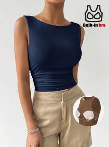 SHEIN EZwear 女士圆领汗衫背心，春夏