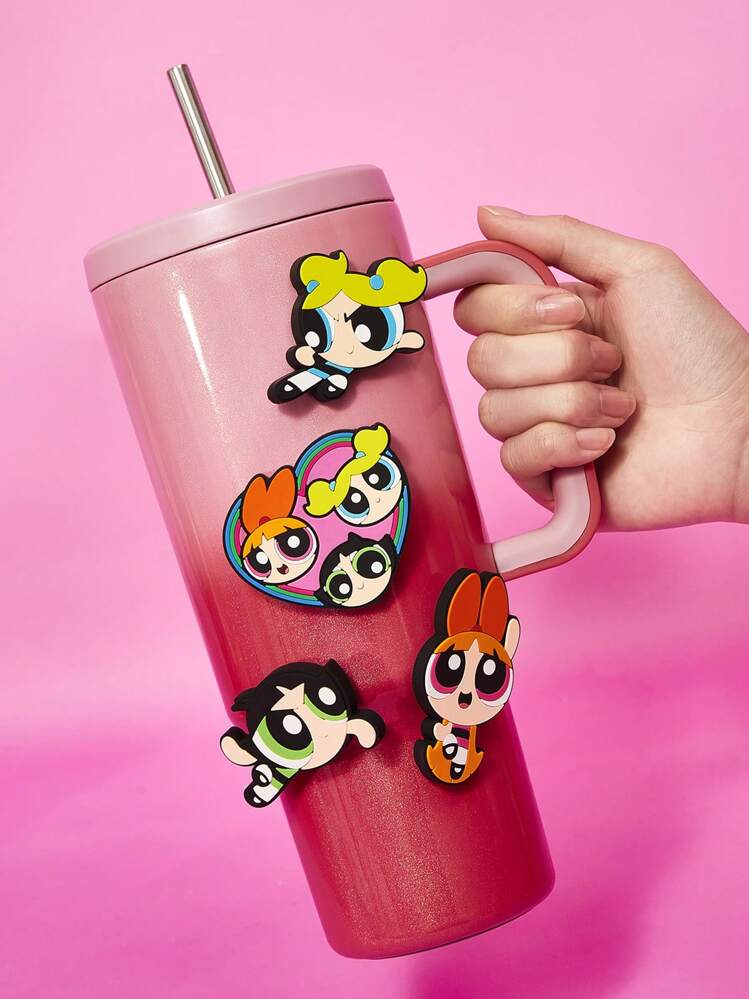 THE POWERPUFF GIRLS X SHEIN Bộ 4 nam châm dán tủ lạnh họa tiết hoa Blossom, Bubbles, Buttercup, Y 2 K - Nhiều màu - Xem 2