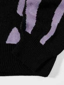 RueChic Men's Printed Drop Shoulder Sweater - Purple - View 4