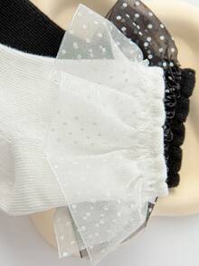 6 双新款黑白袜子，蕾丝边透气不束缚柔软舒适袜子，公主甜美女孩风格，适合 4 个季节 - 彩色 - 查看 3