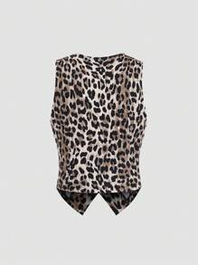 SHEIN Unity Canotta estiva da donna con scollo a V e stampa leopardata alla moda