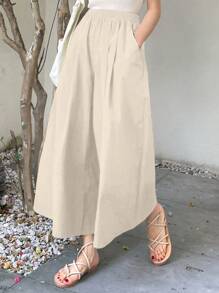 DAZY Women Elastic Waist Fashion Loose Comfy Casual Street Mid-Length Pants Fall - Khaki - View 3