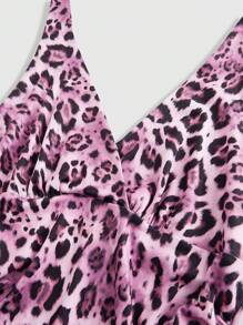 ROMWE Grunge Punk Y2K Leopard Print Women Halter Neck Cami - Multicolor - View 3