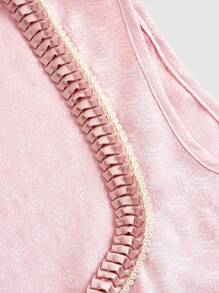 SHEIN Privé 女士优雅慕尼黑啤酒节蕾丝边方领交叉肩带可拆卸蕾丝围裙 A 字迷你连衣裙 - 藕粉色 - 查看 5