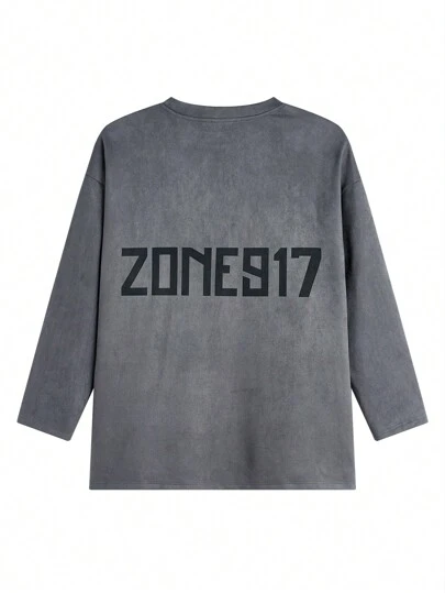 Manfinity VCAY 大码男士休闲宽松针织落肩圆领长袖 T 恤适合日常穿着