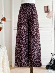 Soleia 休閒黑白拼色打褶邊喇叭褲