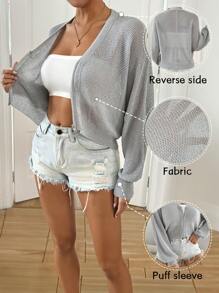 SHEIN LUNE Drop Shoulder Zip Up Cardigan - Grey - View 1