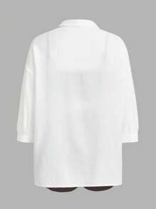 SHEIN Essnce Áo khoác nữ thể thao nhẹ mùa hè thời trang gợi cảm Thể thao ngoài trời Đi xe đạp Tennis Du lịch Áo ba lỗ & Quần short & áo sơ mi bó sát Bộ đồ 3 chiếc - Cà phê nâu - Xem 4