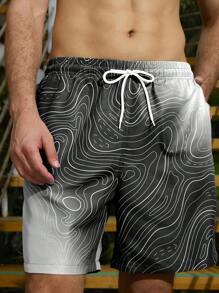 Manfinity Swimmode Men's Ombre Print Beach Shorts - Multicolor - View 5