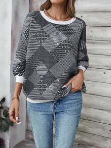 EMERY ROSE Women Cropped Intarsia Knit Sweater - Multicolor - View 3