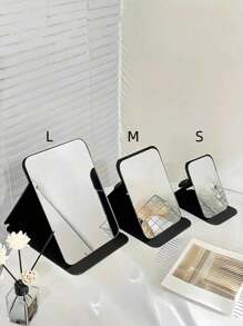 SHEIN 1pc Simple Bathroom And Bedroom Makeup Mirror, Back To School Dormitory Mirror Portable Desktop Vanity Mirror, Office Desk Stand Mirror, Handheld Cosmetic Mirror, Adjustable Tabletop Mirror, Student Dormitory Dressing Table Mirror, Home Decoration, Room D Home Bathroom Decor Summer Makeup Organizer Bathroom Accessories