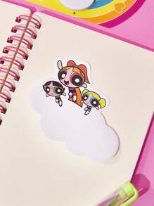 THE POWERPUFF GIRLS X SHEIN 80张可爱花朵、泡泡、毛茛图案便签本，4种图案，每种20张，适合记笔记、写日记、做提醒，以及装饰任何你想装饰的地方。花朵、泡泡、毛茛，Y2K，返校季 - 彩色 - 查看 3