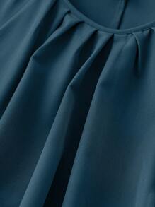 SHEIN LUNE Áo kiểu dáng rộng cổ tròn dài tay có kích thước lớn dành cho nữ - Màu xanh ngọc - Xem 5