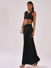 MUSERA Low Rise Slim Fit Maxi Skirt Elegant Spring Summer Sexy