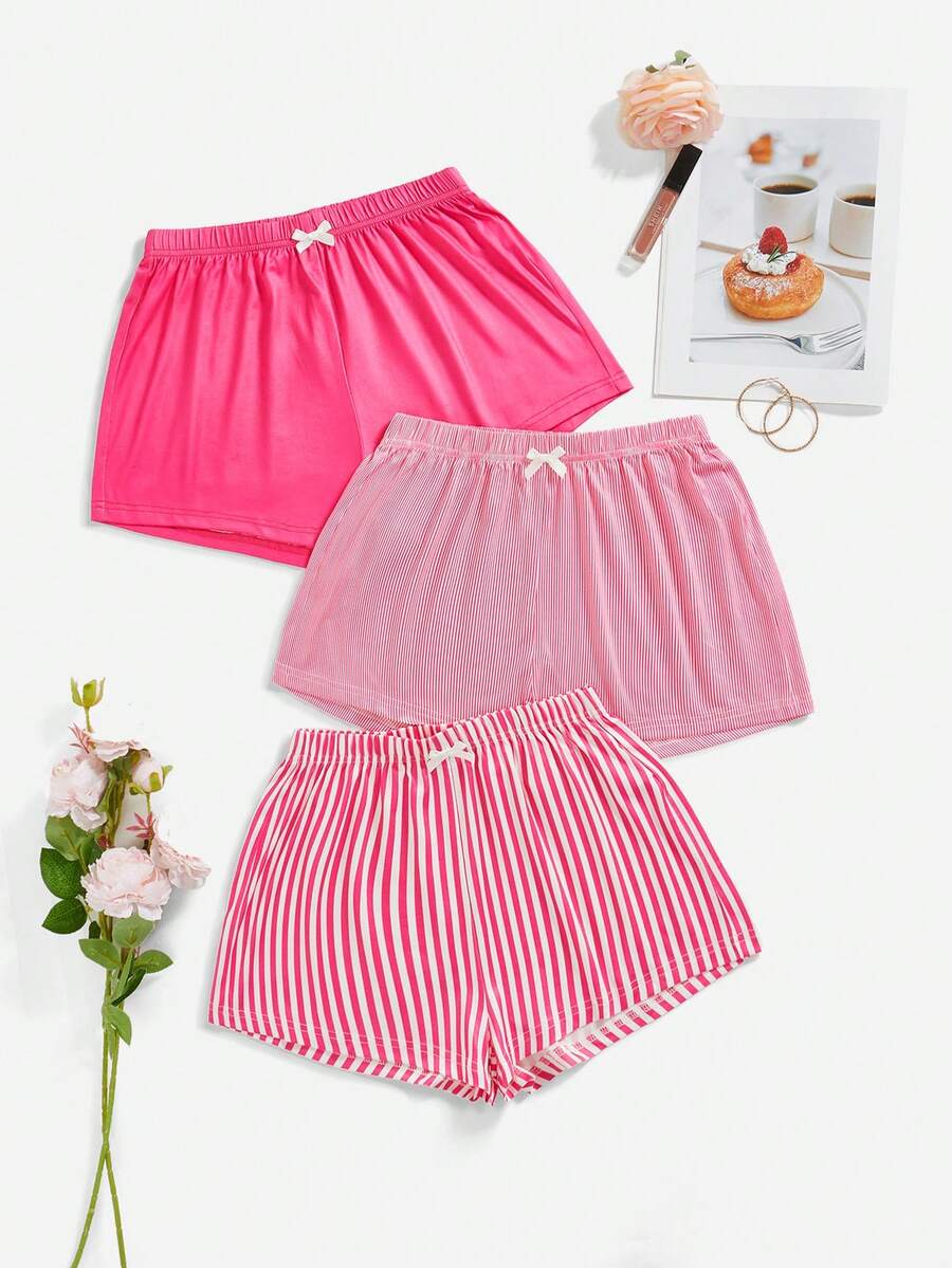 3 Cái/bộ Quần Short Pyjama Kẻ Sọc Nữ - Nhiều màu - Xem 1