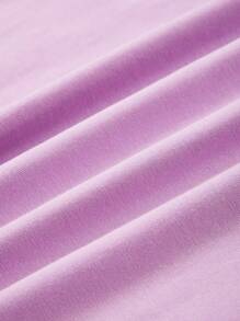 SHEIN Toddler Girls Cotton Drop Shoulder Top & Cycling Shorts Set - Lilac Purple - View 15